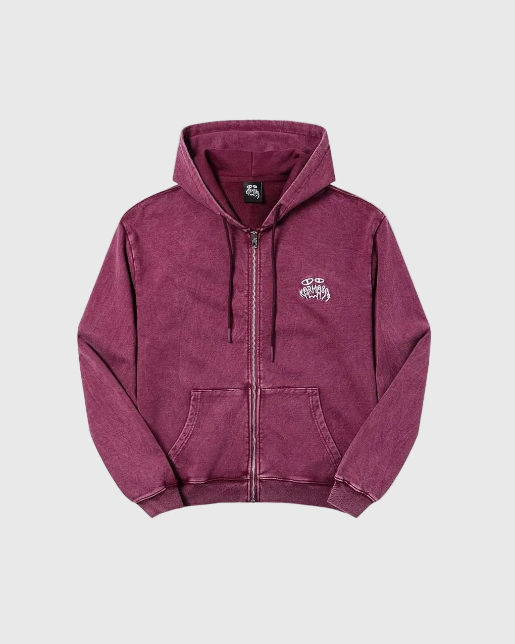 Washed Zipup Hoodie Rouge